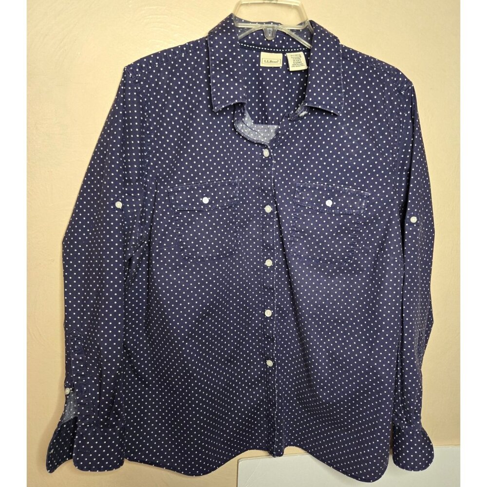 L.L. Bean Women's Classic Polka Dot Button Down Size 1XL Style 0GXN4